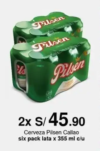 Metro Cerveza Pilsen Callao six pack lata x 355 ml x 2 oferta