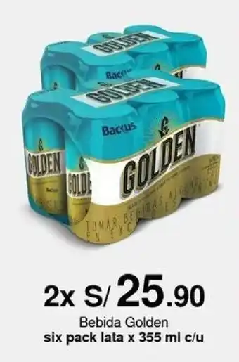 Metro Bebida Golden six pack lata x 355 ml x 2 oferta