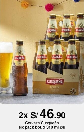 Metro Cerveza Cusqueña six pack bot. x 310 ml x 2 oferta