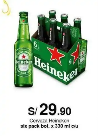 Metro Cerveza Heineken six pack bot. x 330 ml c/u oferta