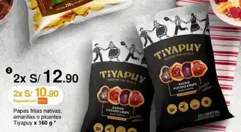 Metro Papas fritas nativas, amarillas o picantes Tiyapuy x 160 g x 2 oferta