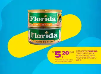 Tambo CONSERVA FLORIDA (TROZOS DE ATÚN / FILETE DE ATÚN EN ACEITE DE GIRASOL) 140 G oferta