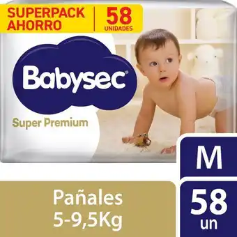 Metro Pañales para bebé babysec súper premium talla m 58un oferta