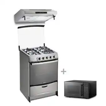 Hiraoka Cocina a glp miray fucsia plus 4 hornillas + campana extractora miray cem-61 + horno microondas miray hmm-21n oferta