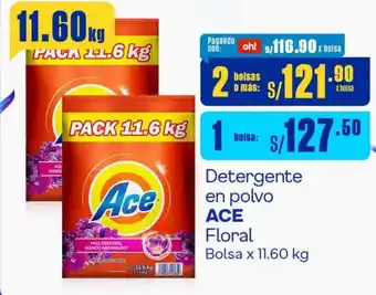 Makro Detergente en polvo ACE Floral Bolsa x 11.60 kg oferta