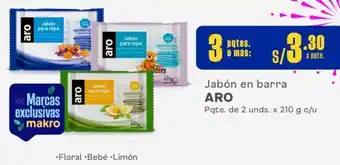 Makro Jabón en barra ARO Pqte. de 2 unds. x 210 g c/u oferta