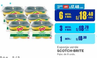 Makro Esponja verde SCOTCH-BRITE Pqte. de 8 unds. oferta