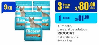 Makro Alimento para gatos adultos RICOCAT Esterilizados Bolsa x 9 kg oferta
