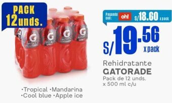 Makro Rehidratante GATORADE Pack de 12 unds. x 500 ml c/u oferta