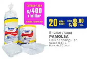 Makro Envase / tapa PAMOLSA Deli rectangular Capacidad: 1 L Pqte. de 50 unds. oferta