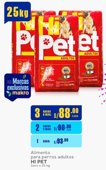 Makro Alimento para perros adultos HI PET Saco x 25 kg oferta