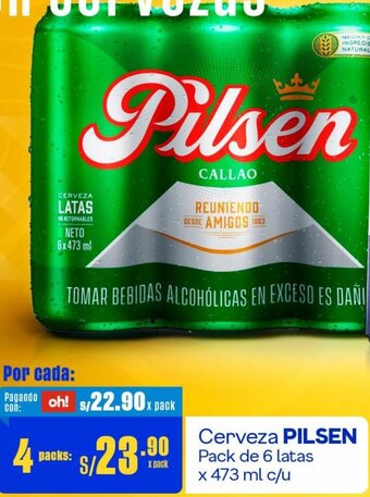 Makro Cerveza PILSEN Pack de 6 Latas x 473 ml c/u oferta