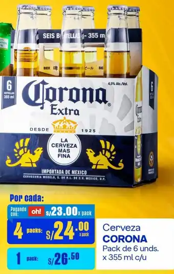 Makro Cerveza CORONA Pack de 6 unds. x 355 ml c/u oferta