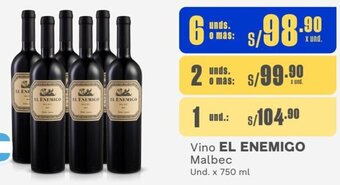 Makro Vino EL ENEMIGO Malbec Und. x 750 ml oferta