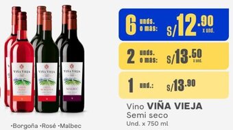 Makro Vino VIÑA VIEJA Semi seco Und. x 750 ml oferta