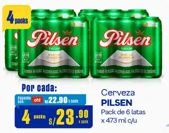 Plaza Vea Cerveza PILSEN Pack de 6 latas x 473 ml c/u oferta