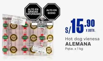 Hot dog vienesa ALEMANA Pqte. x 1 kg