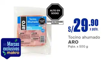 Plaza Vea Tocino ahumado ARO Pqte. x 500 g oferta