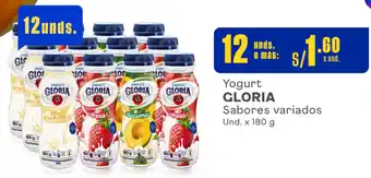 Plaza Vea Yogurt GLORIA Sabores variados Und. x 180 g oferta