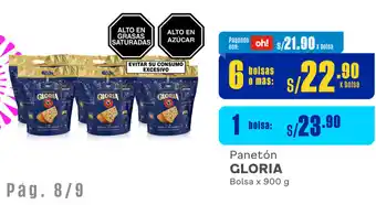 Plaza Vea Panetón GLORIA Bolsa x 900 g oferta