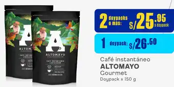 Plaza Vea Café instantáneo ALTOMAYO Gourmet Doypack x 150 g oferta