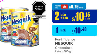 Plaza Vea Fortificante NESQUIK Chocolate Lata x 380 g oferta