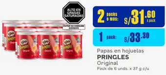 Plaza Vea Papas en hojuelas PRINGLES Original Pack de 6 unds. x 37 g c/u oferta