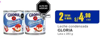 Plaza Vea Leche condensada GLORIA Lata x 393 g oferta