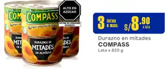 Plaza Vea Durazno en mitades COMPASS Lata x 820 g oferta