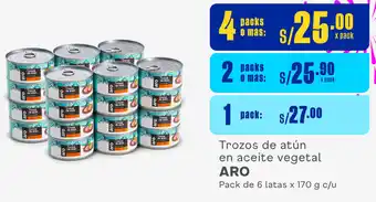 Plaza Vea Trozos de atún en aceite vegetal ARO Pack de 6 latas x 170 g c/u oferta