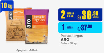 Plaza Vea Pastas largas ARO Bolsa x 10 kg oferta