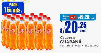 Plaza Vea Gaseosa GUARANÁ Pack de 15 unds. x 450 ml c/u oferta