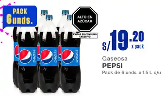 Plaza Vea Gaseosa PEPSI Pack de 6 unds. x 1.5 L c/u oferta