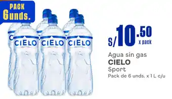 Plaza Vea Agua sin gas CIELO Sport Pack de 6 unds. x 1 L c/u oferta