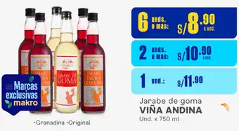 Plaza Vea Jarabe de goma VIÑA ANDINA Und. x 750 ml oferta