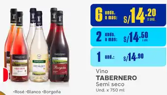 Plaza Vea Vino TABERNERO Semi seco Und. x 750 ml oferta