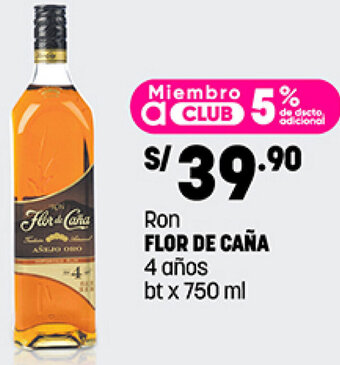 Plaza Vea Ron FLOR DE CAÑA 4 años bt x 750 ml oferta