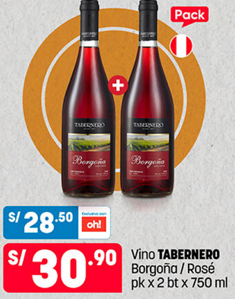 Plaza Vea Vino TABERNERO Borgoña / Rosé pk x 2 bt x 750 ml oferta