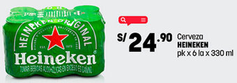 Plaza Vea Cerveza HEINEKEN pk x 6 la x 330 ml oferta