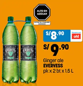 Plaza Vea Ginger ale EVERVESS pk x 2 bt x 1.5 L oferta