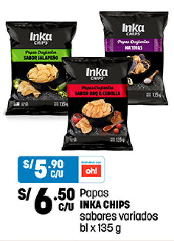 Plaza Vea Papas INKA CHIPS sabores variados bl x 135 g oferta