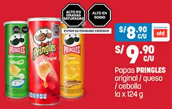 Plaza Vea Papas PRINGLES original / queso / cebolla la x 124 g oferta
