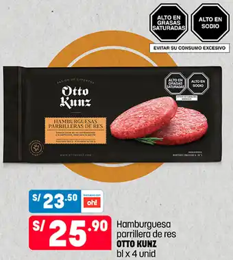 Plaza Vea Hamburguesa parrillera de res OTTO KUNZ bl x 4 unid oferta
