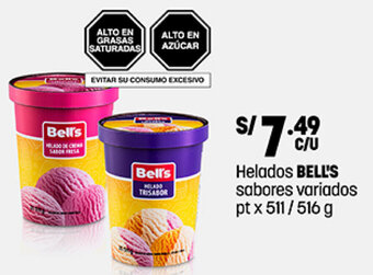 Plaza Vea Helados BELL'S sabores variados pt x 511/516 g oferta