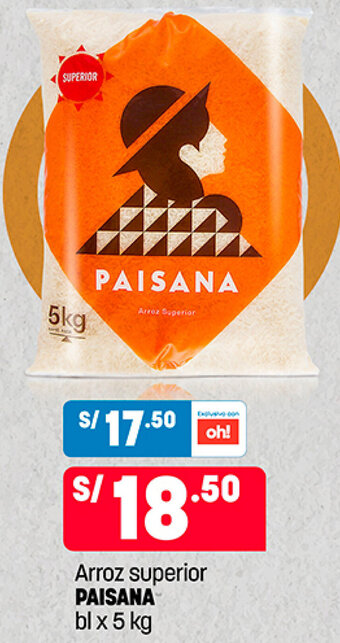 Plaza Vea Arroz superior PAISANA bl x 5 kg oferta