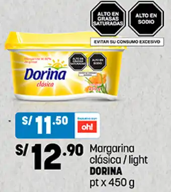 Plaza Vea Margarina clásica / light DORINA pt x 450 g oferta