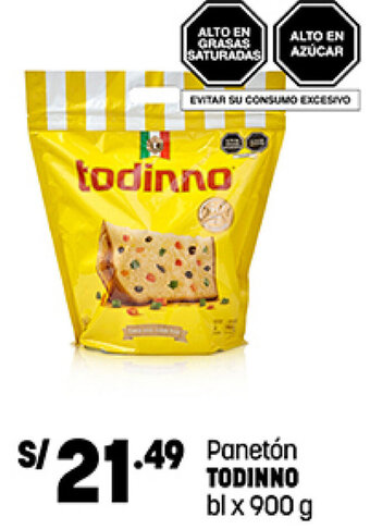 Plaza Vea Panetón TODINNO bl x 900 g oferta