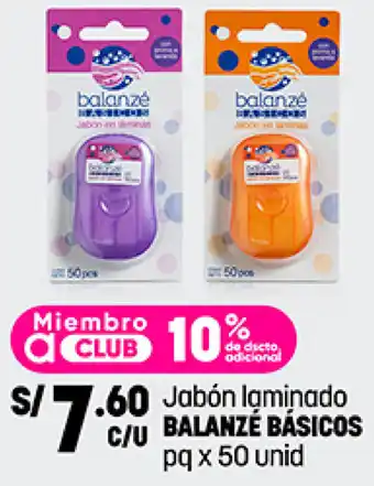 Plaza Vea Jabón laminado BALANZÉ BÁSICOS pq x 50 unid oferta