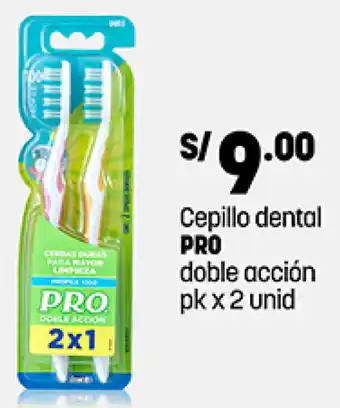 Plaza Vea Cepillo dental PRO doble acción pk x 2 unid oferta