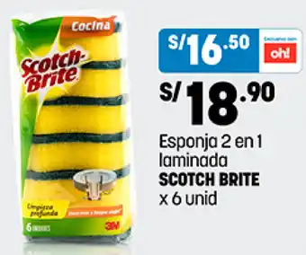 Plaza Vea Esponja 2 en 1 laminada SCOTCH BRITE x 6 unid oferta